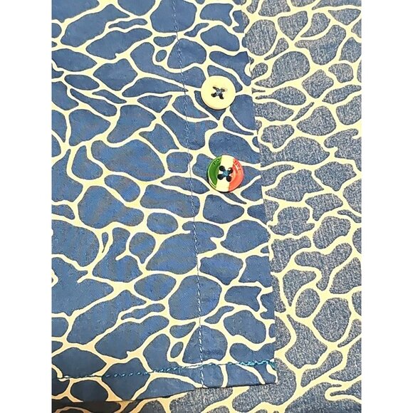 Poggianti 1958 Button Up Long Sleeves Shirt Men's 40 15 3/4 Abstract Blue White - Picture 10 of 10